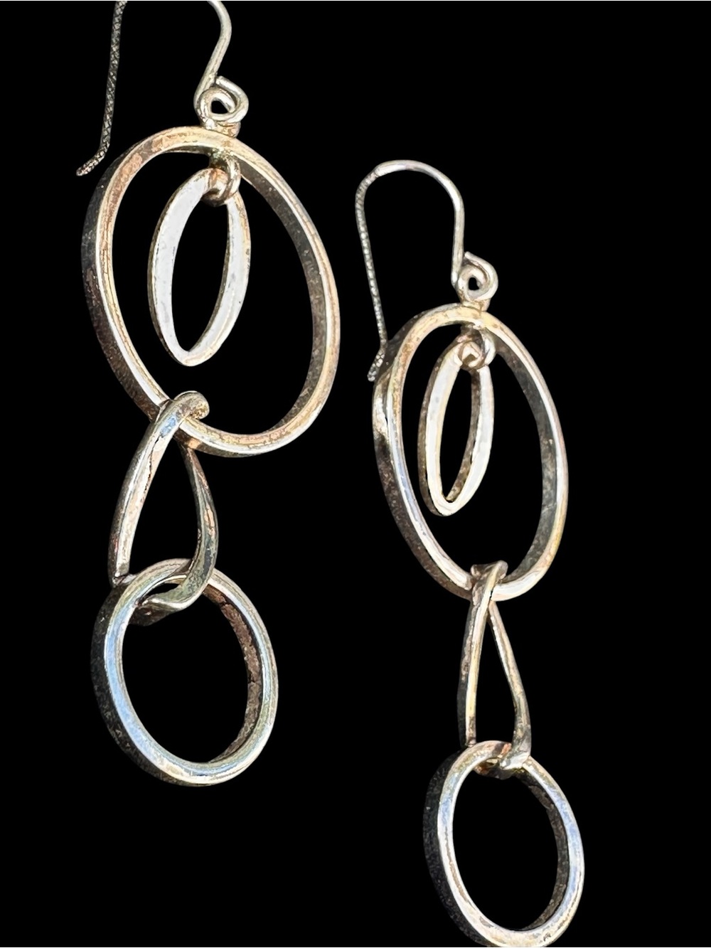 Sterling 925 Silver Multi-Ring Dangle Earrings - Modern Hoop Drop